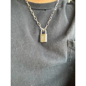 Silver Louis Vuitton Lock Necklace